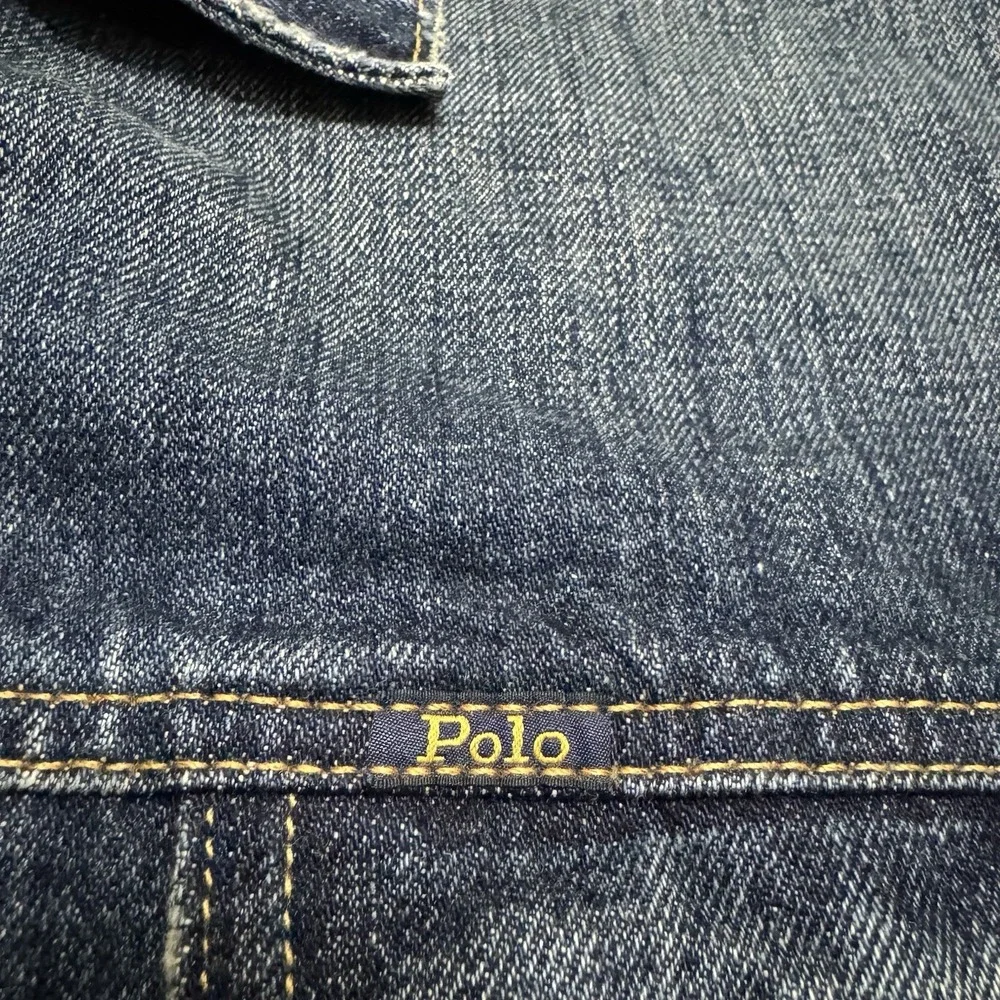 Polo Ralph Lauren Denim Jacket Mens 4XB Blue Dark Wash Jean Trucker Button Up